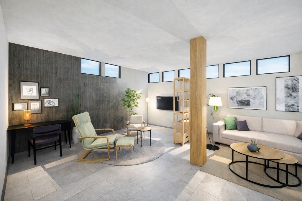 パースイメージ：ラウンジ・リビングの完成イメージ（北見店）